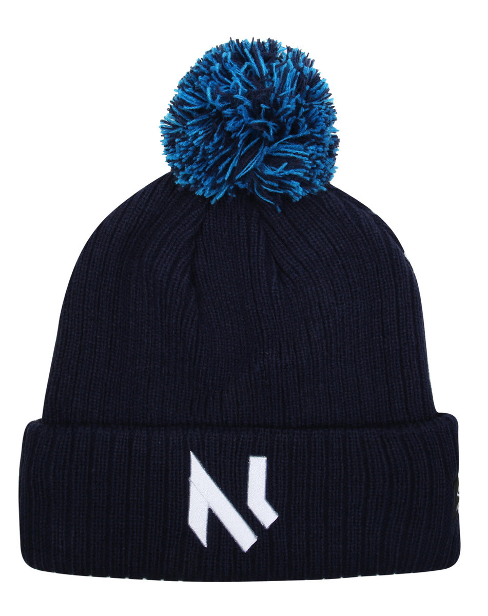 Navy / Blue Umbro Football Williams Latifi Bobble Beanie Hats | CA-48454