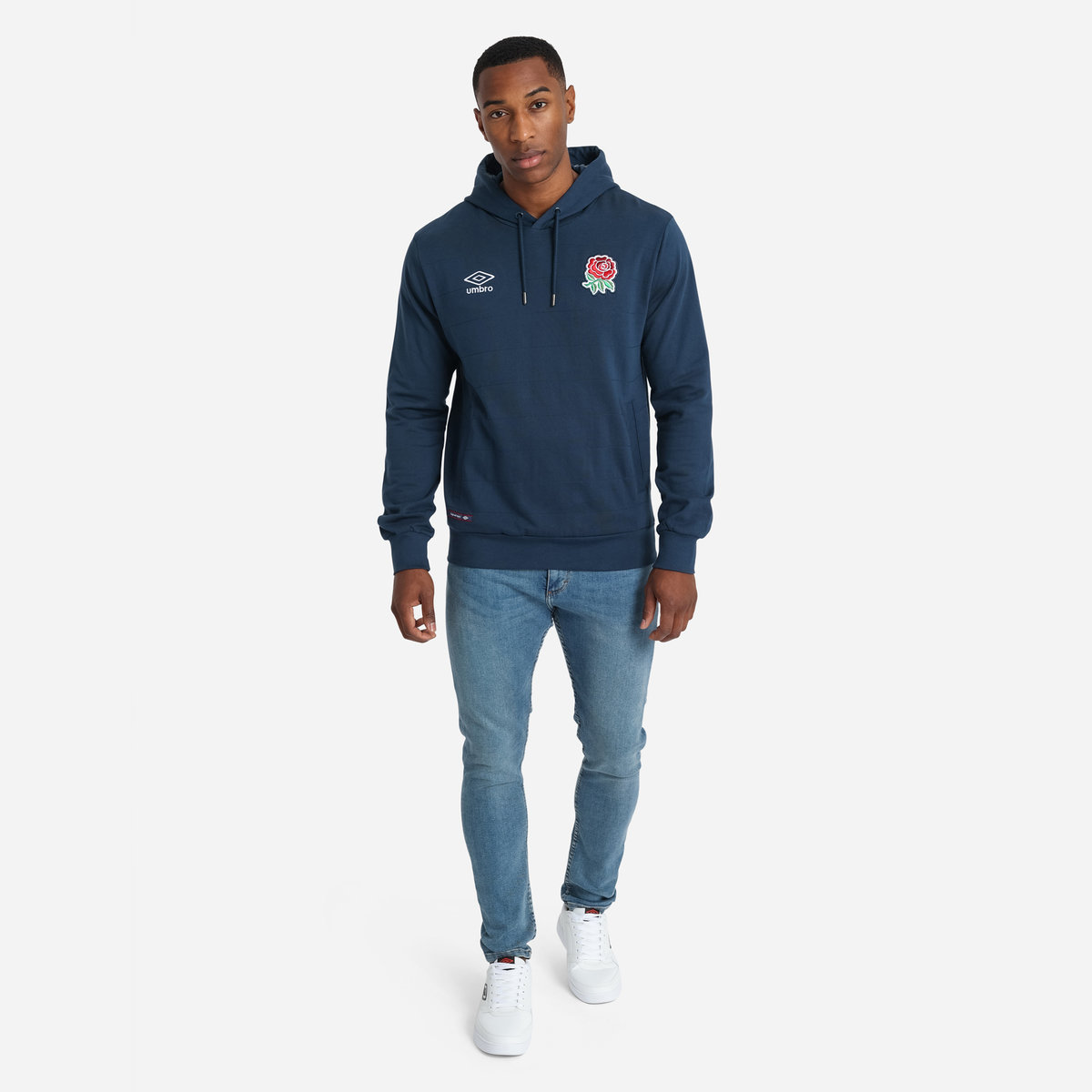 Navy Umbro Teamwear - Umbro England Rugby Football Classic Quilted Hoodie Hoodies | CA-81901