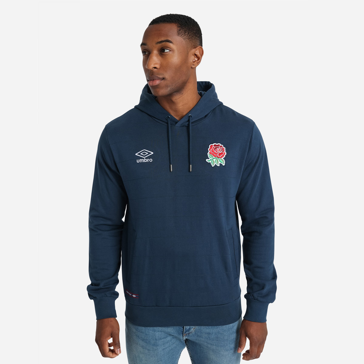 Navy Umbro Teamwear - Umbro England Rugby Football Classic Quilted Hoodie Hoodies | CA-81901