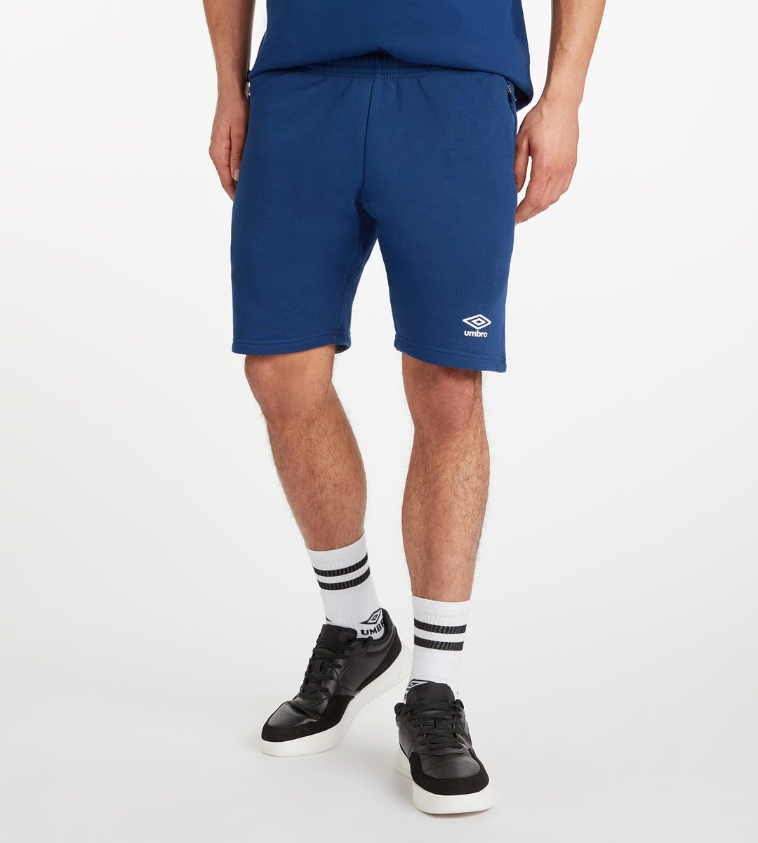 Navy / White Men\'s Umbro Club Leisure Jog Short Shorts | CA-64229