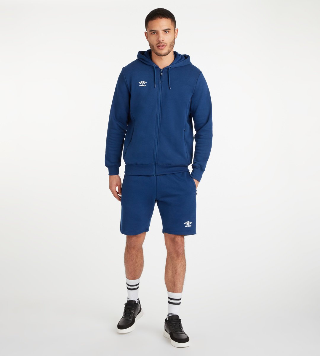 Navy / White Men's Umbro Club Leisure ZT Hoodie Hoodies | CA-50241