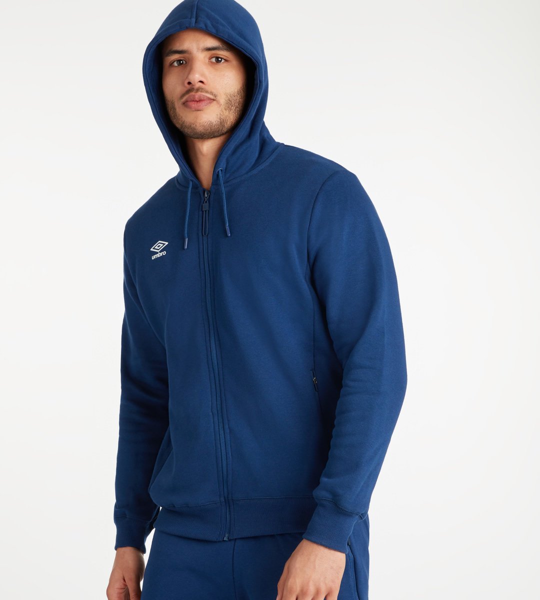 Navy / White Men's Umbro Club Leisure ZT Hoodie Hoodies | CA-50241