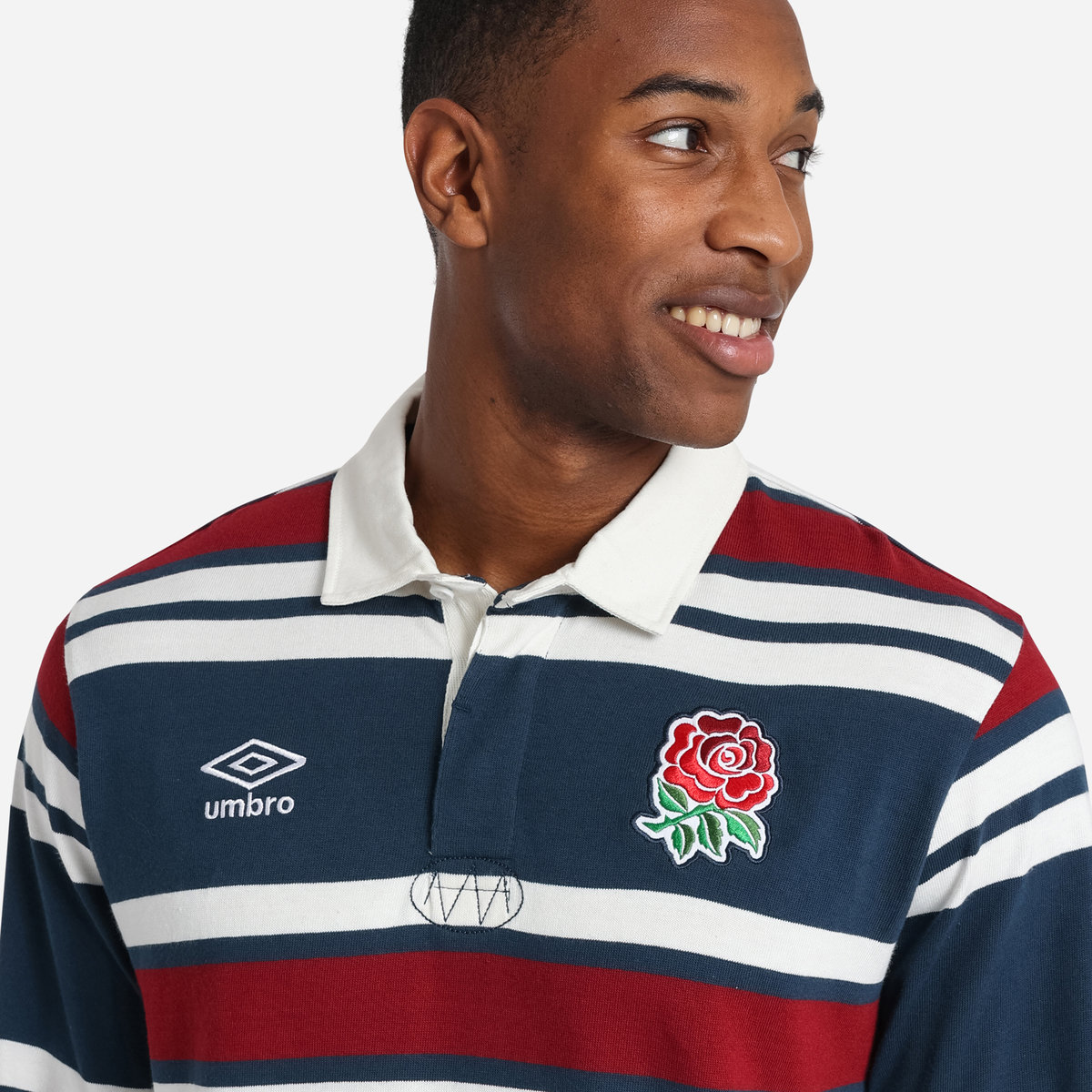 Navy / White / Red Umbro Teamwear - Umbro England Rugby Football Classic Stripe Rugby Jersey Jersey | CA-09189