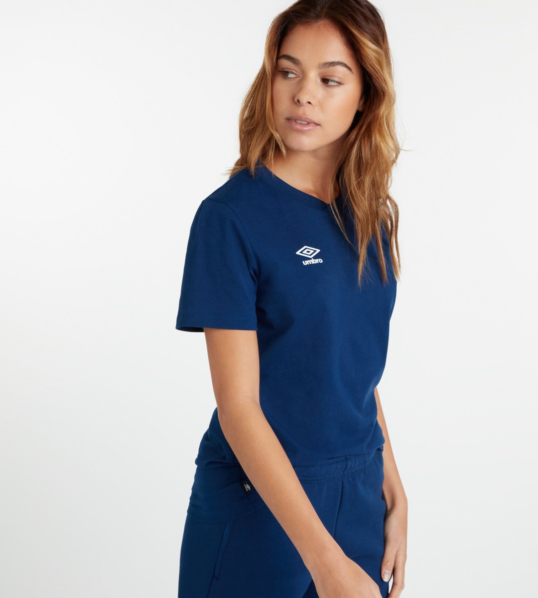 Navy / White Women's Umbro Club Leisure Crew Tee T Shirts | CA-18246