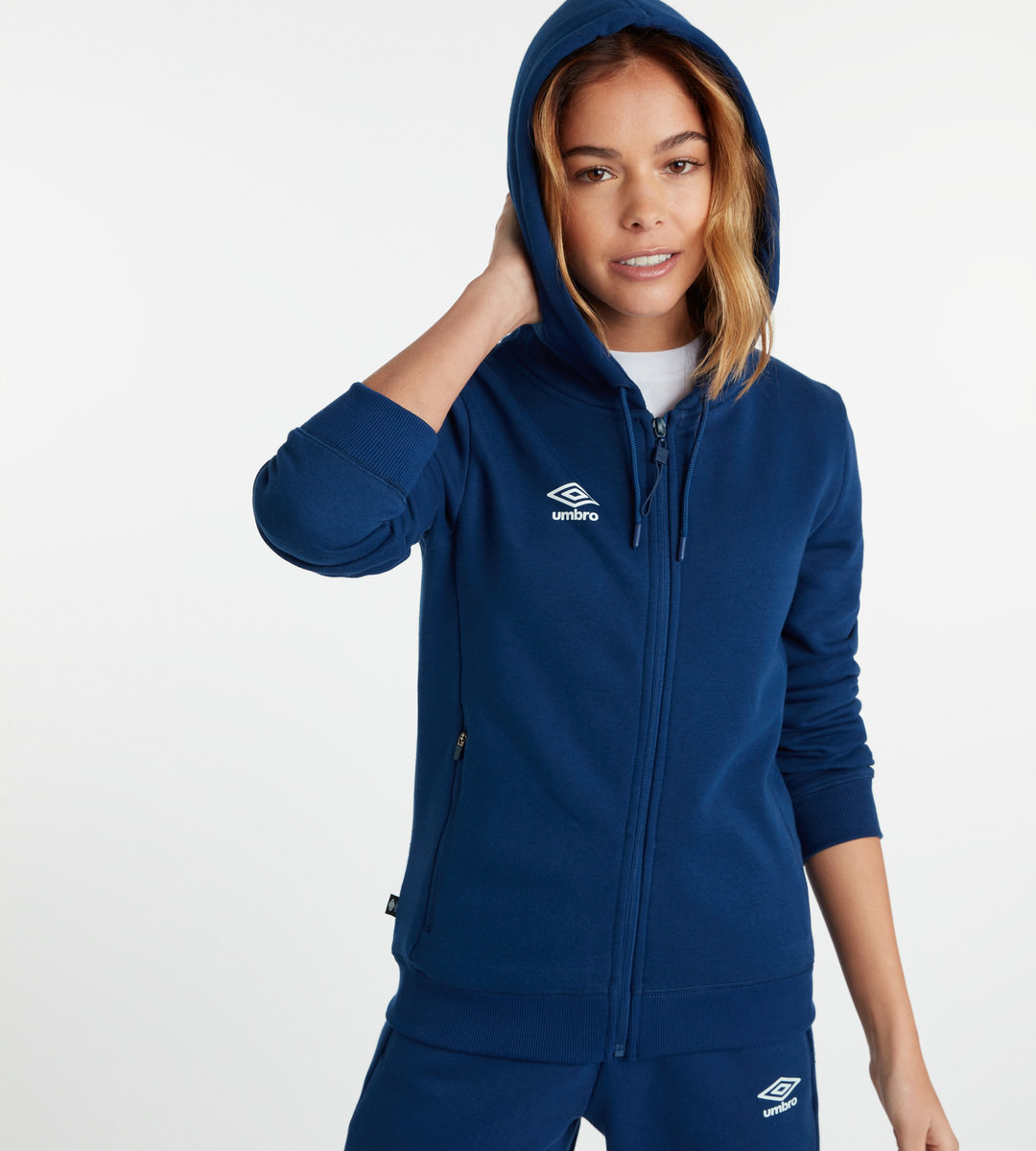 Navy / White Women's Umbro Club Leisure ZT Hoodie Hoodies | CA-45842