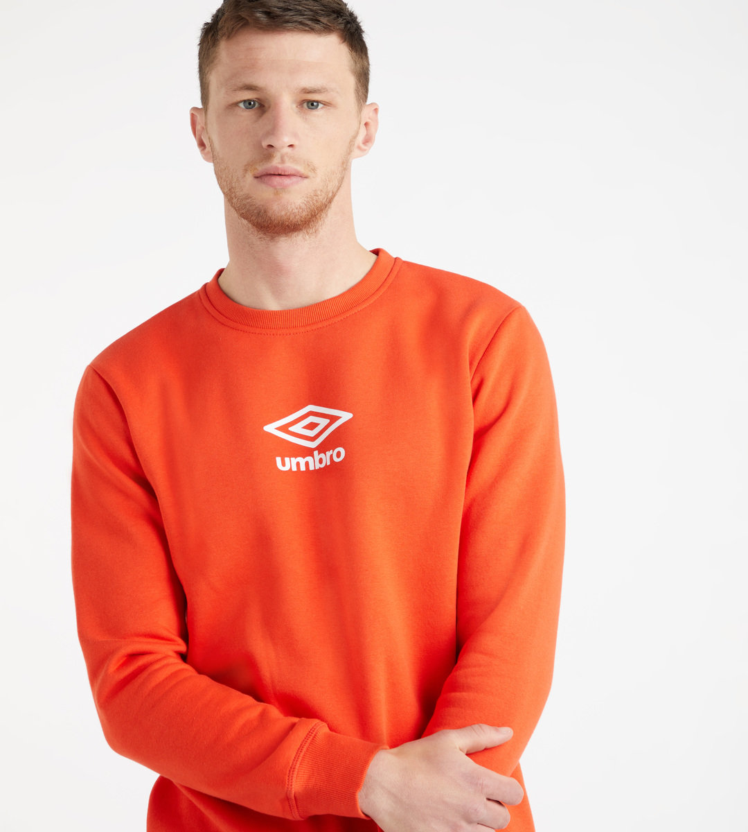 Orange / White Men's Umbro Active Style Emblem Sweat Sweatshirts | CA-22495