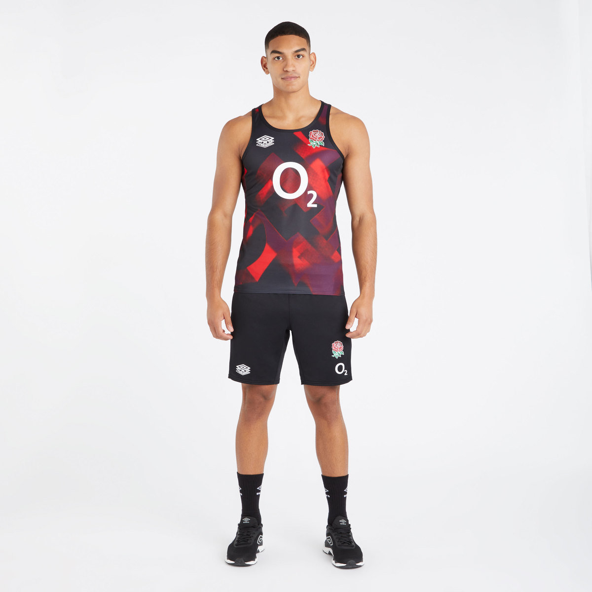 Red / Dark Purple / Black Umbro Teamwear - Umbro England Rugby Football 22/23 Gym Vest Vests | CA-32370