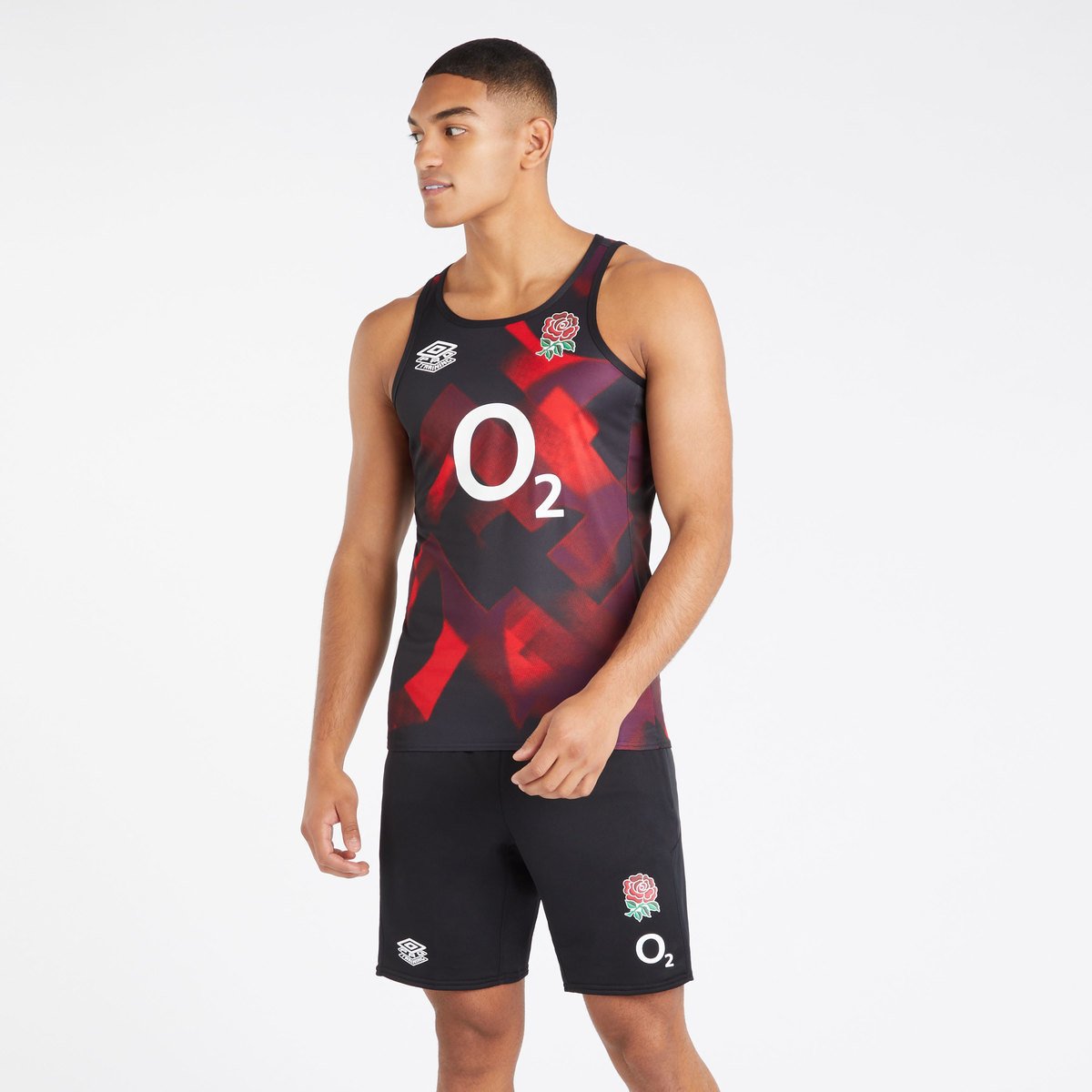 Red / Dark Purple / Black Umbro Teamwear - Umbro England Rugby Football 22/23 Gym Vest Vests | CA-32370