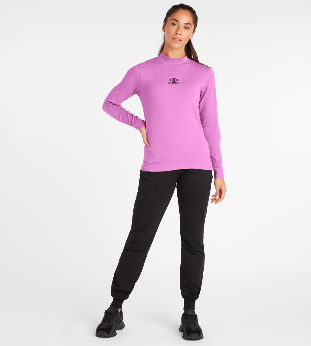 Rose / Black Women's Umbro Engima Long Sleeve Tee T Shirts | CA-86687