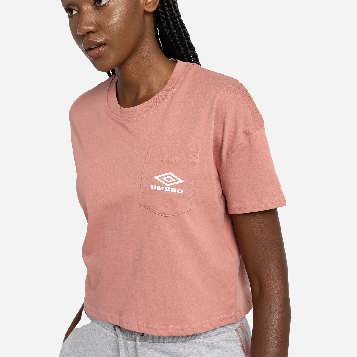 Rose / White Women's Umbro Diamond Crop Tee Crop Tops | CA-15669