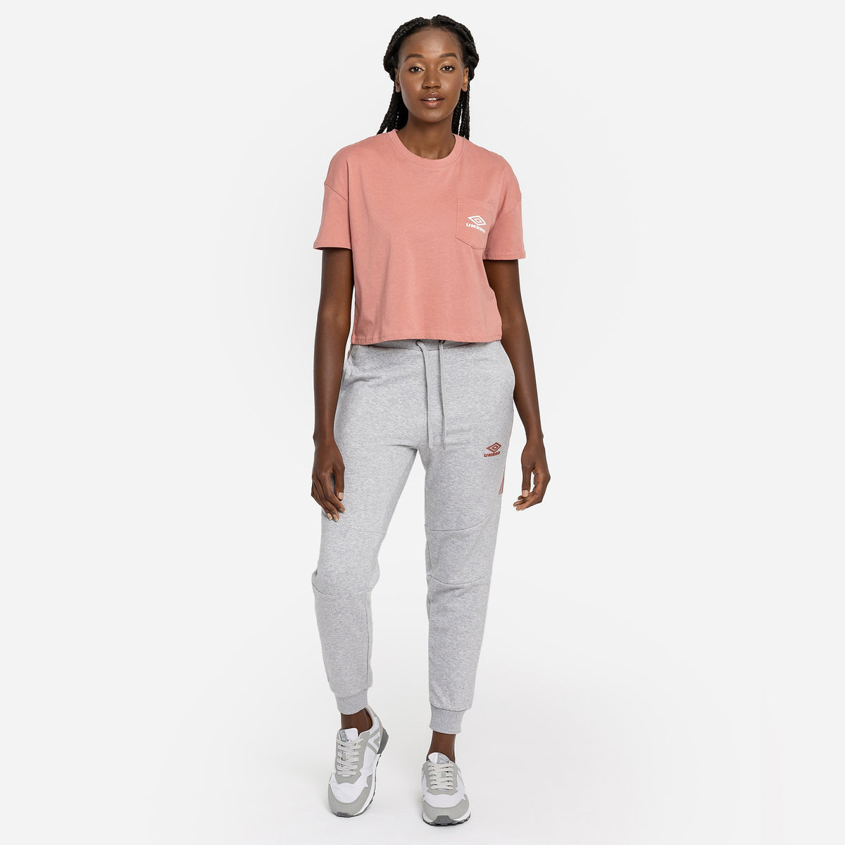 Rose / White Women's Umbro Diamond Crop Tee Crop Tops | CA-15669