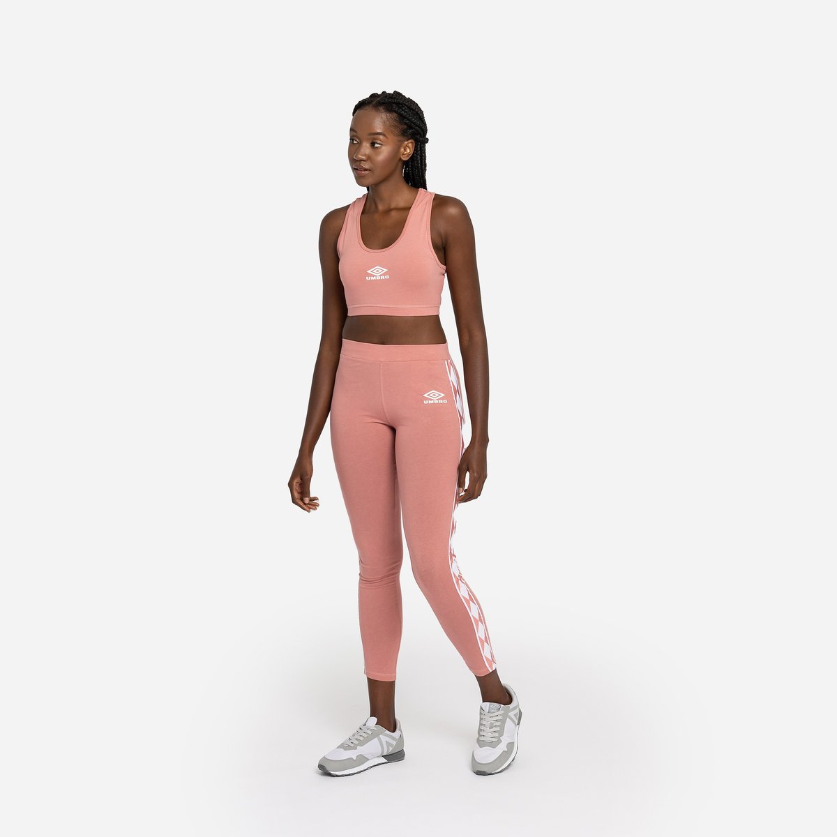 Rose / White Women's Umbro Diamond Taped Cotton Leggings Trousers | CA-78679