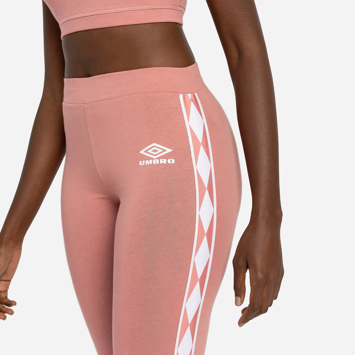 Rose / White Women's Umbro Diamond Taped Cotton Leggings Trousers | CA-78679