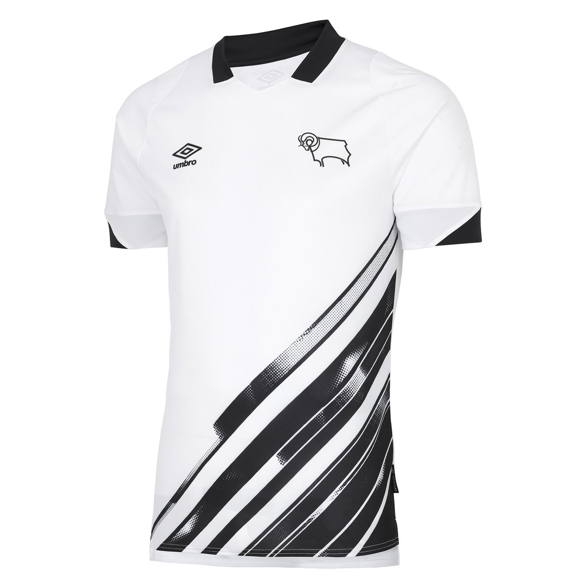 White / Black Umbro Football Derby County 22/23 Home Jersey Football Jersey | CA-70877