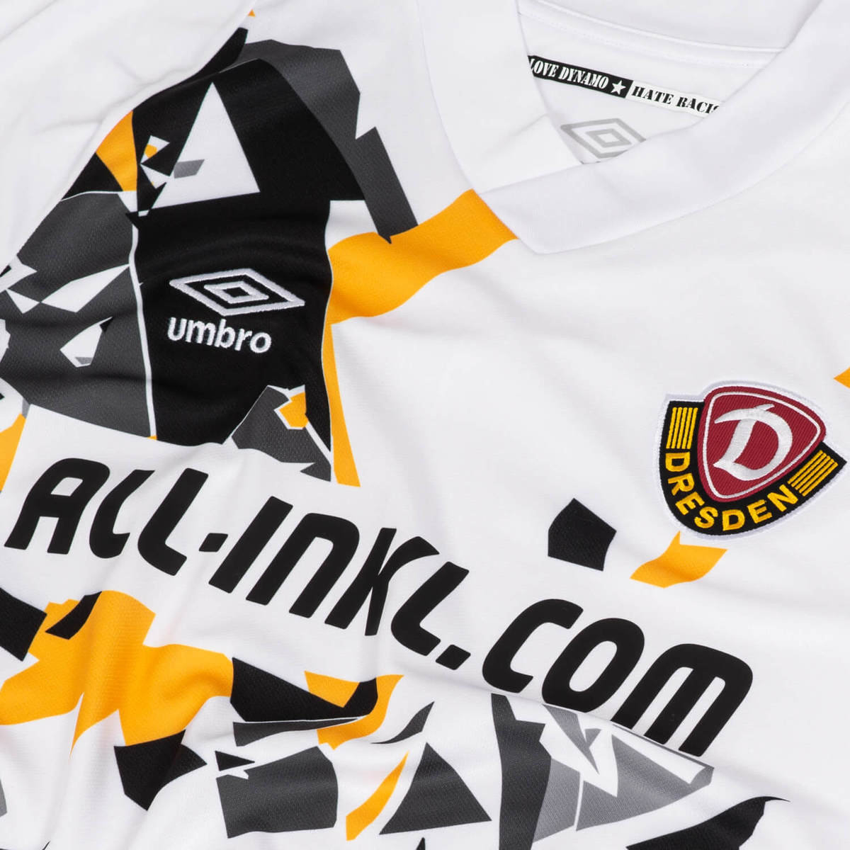 White / Black Umbro Teamwear - Umbro Dynamo Dresden Football 22/23 Away Jersey Junior Football Jersey | CA-46009