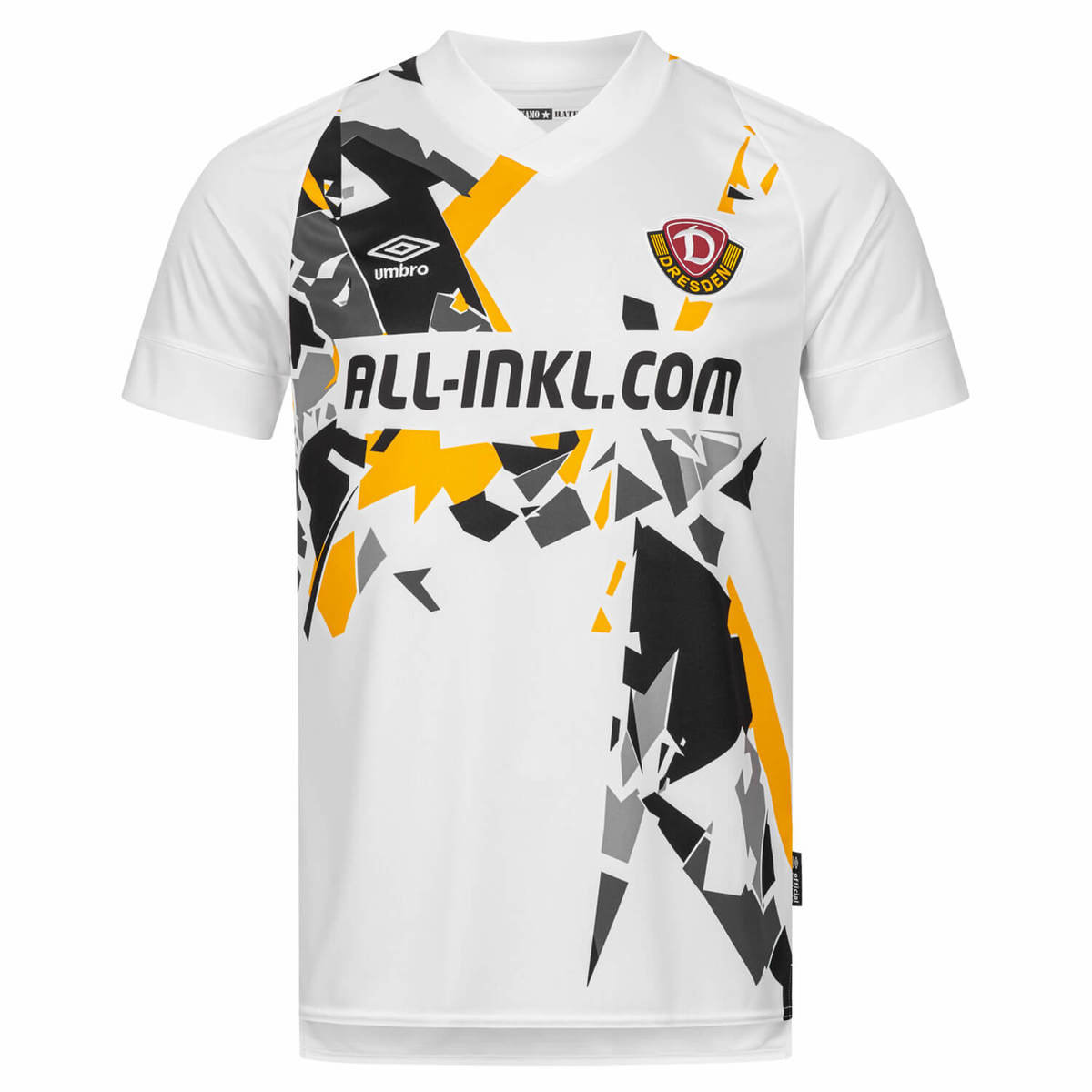 White / Black Umbro Teamwear - Umbro Dynamo Dresden Football 22/23 Away Jersey Junior Football Jersey | CA-46009