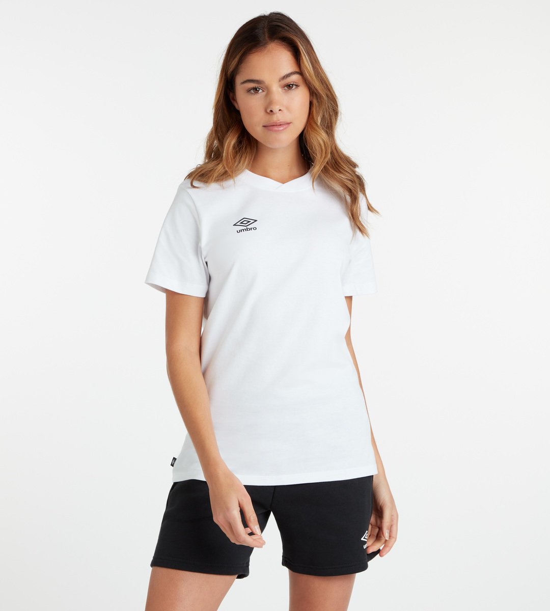 White / Black Women\'s Umbro Club Leisure Crew Tee T Shirts | CA-74671