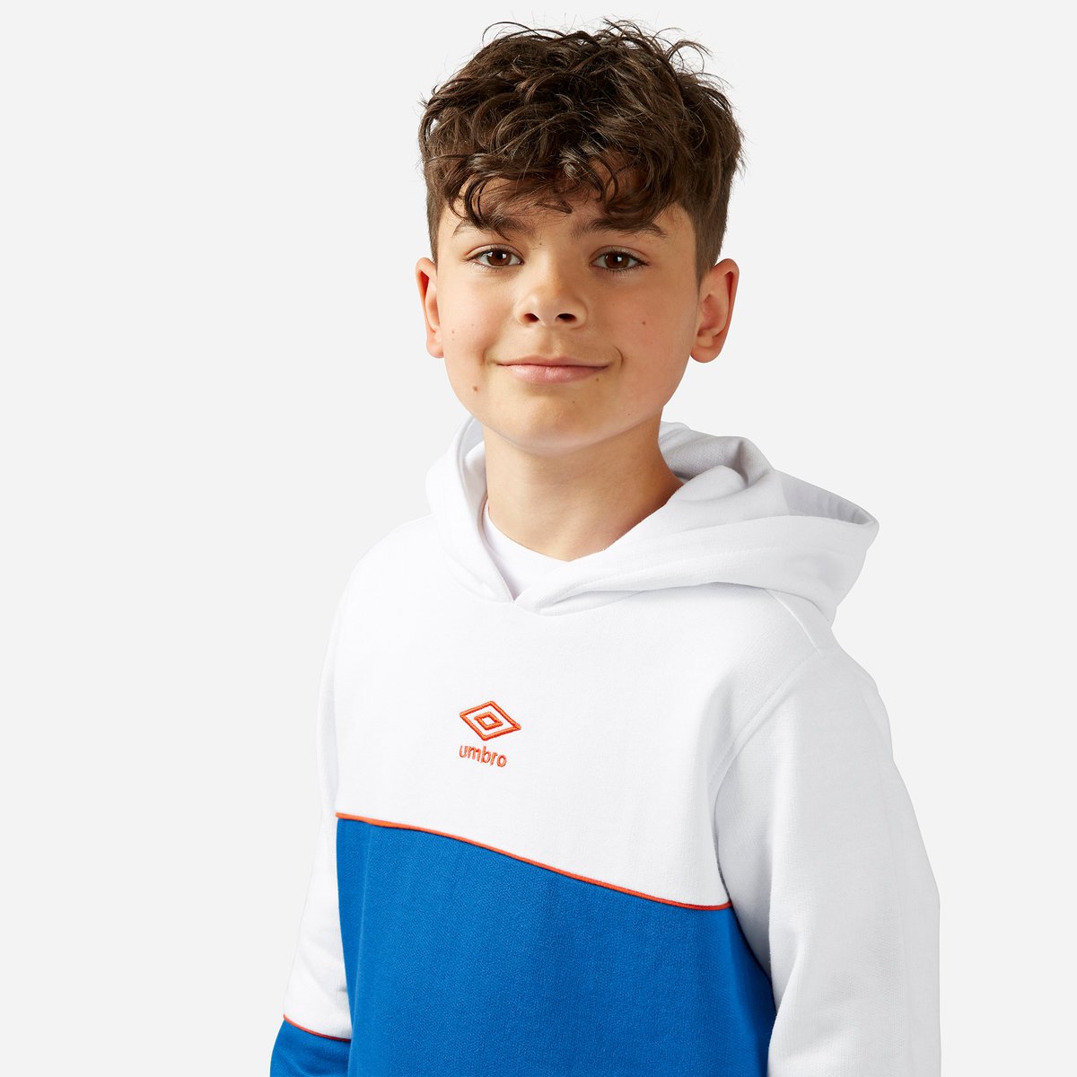 White / Blue Kids' Umbro Contrast Hoodie Hoodies | CA-52207