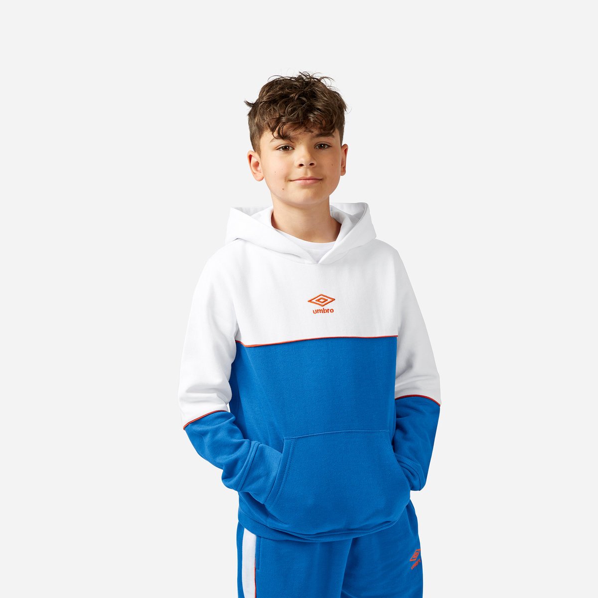 White / Blue Kids\' Umbro Contrast Hoodie Hoodies | CA-52207