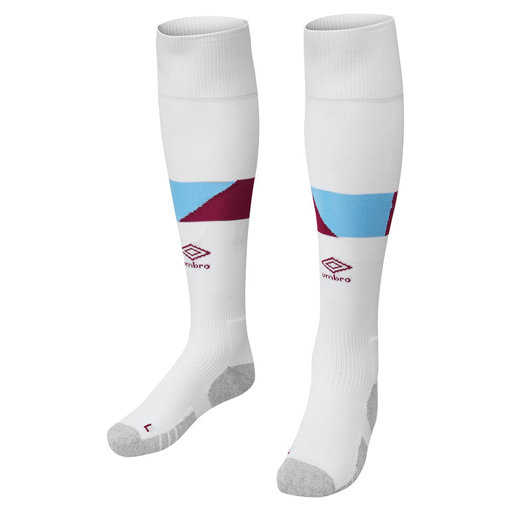 White / Blue Umbro Teamwear - Umbro Burnley FC Football 22/23 Home Sock Socks | CA-09520