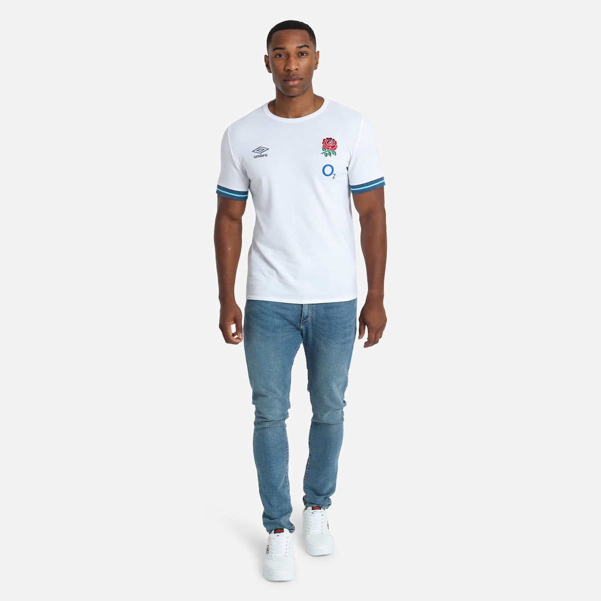 White / Blue Umbro Teamwear - Umbro England Rugby Football 22/23 Presentation Tee T Shirts | CA-92527