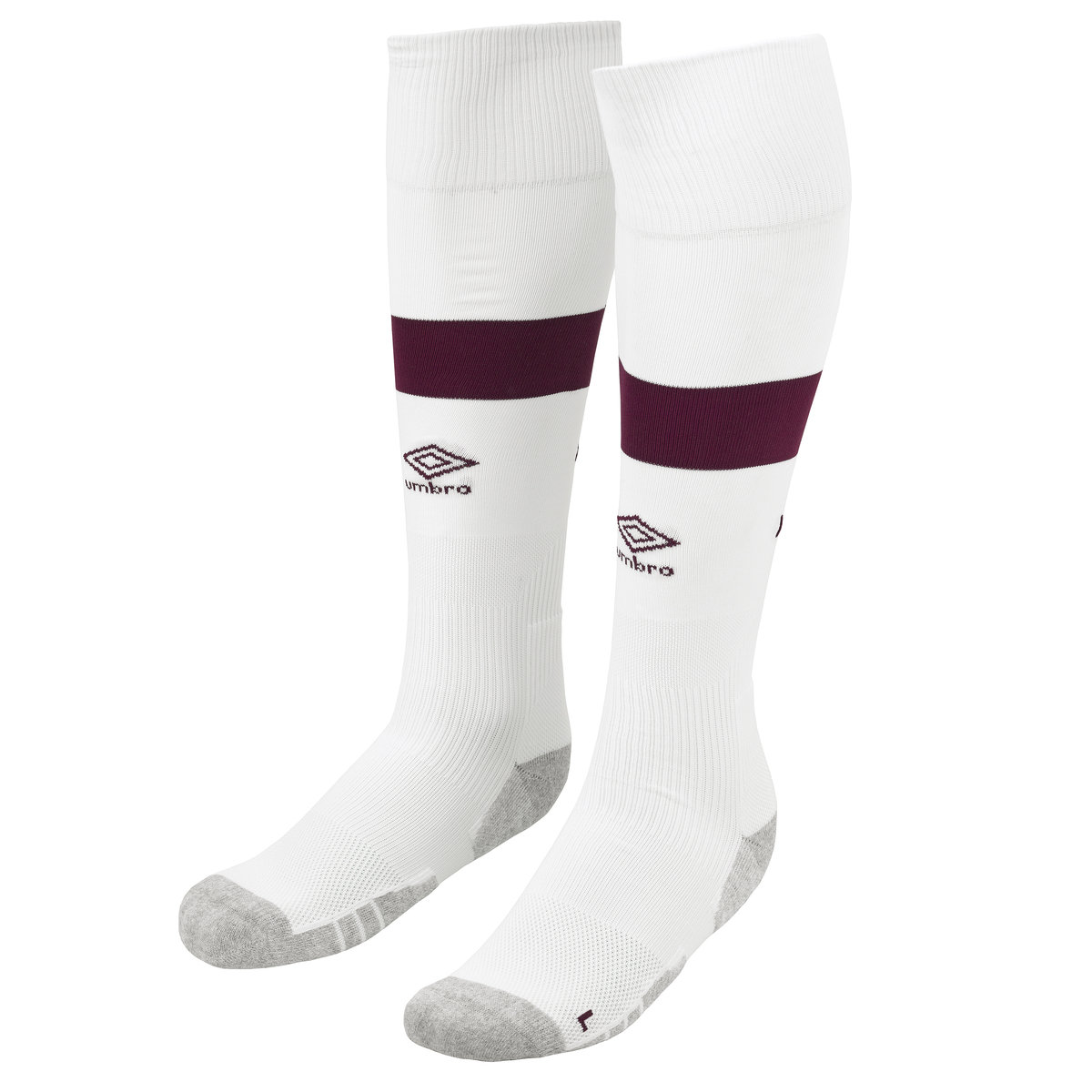 White / Dark Red Umbro Football Heart Of Midlothian F.c. 22/23 Away Sock Socks | CA-07691