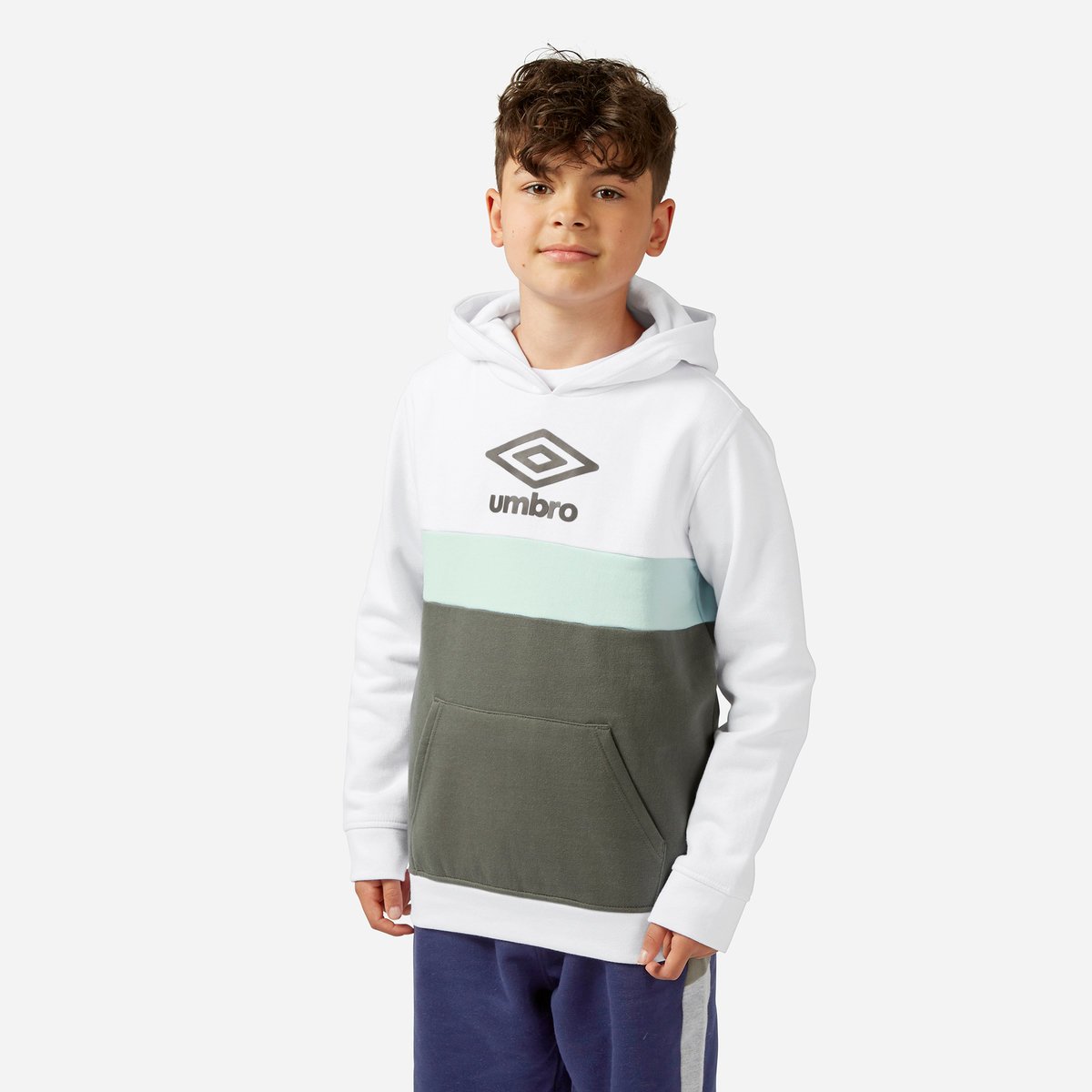 White / Green Kids\' Umbro Paneled Hoodie Hoodies | CA-19676