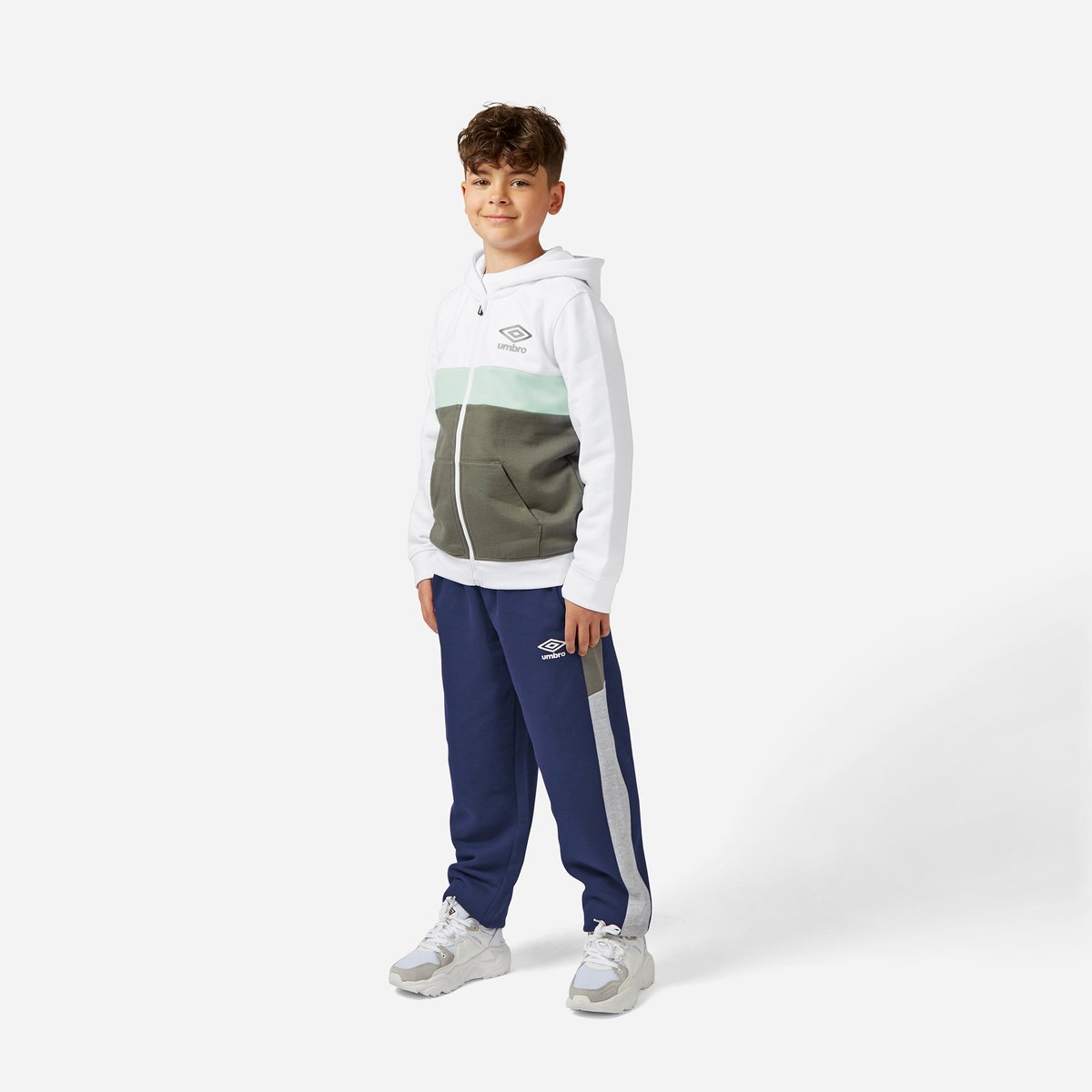 White / Green Kids' Umbro Zip Through Hoodie Hoodies | CA-40208