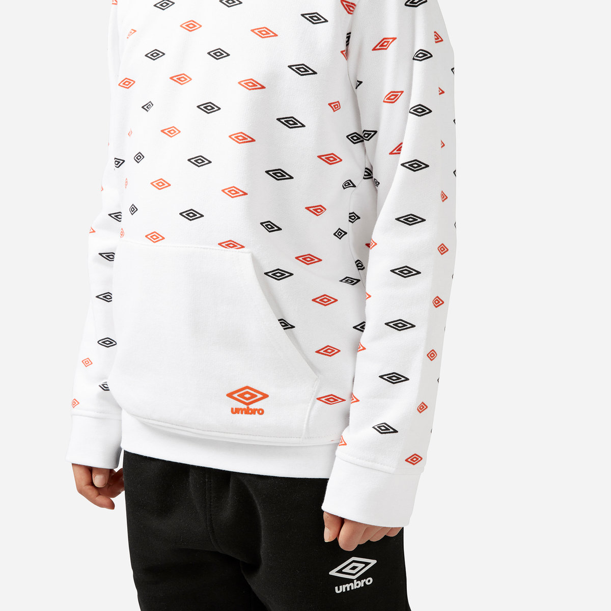 White Kids' Umbro All Over Print Hoodie Hoodies | CA-41974