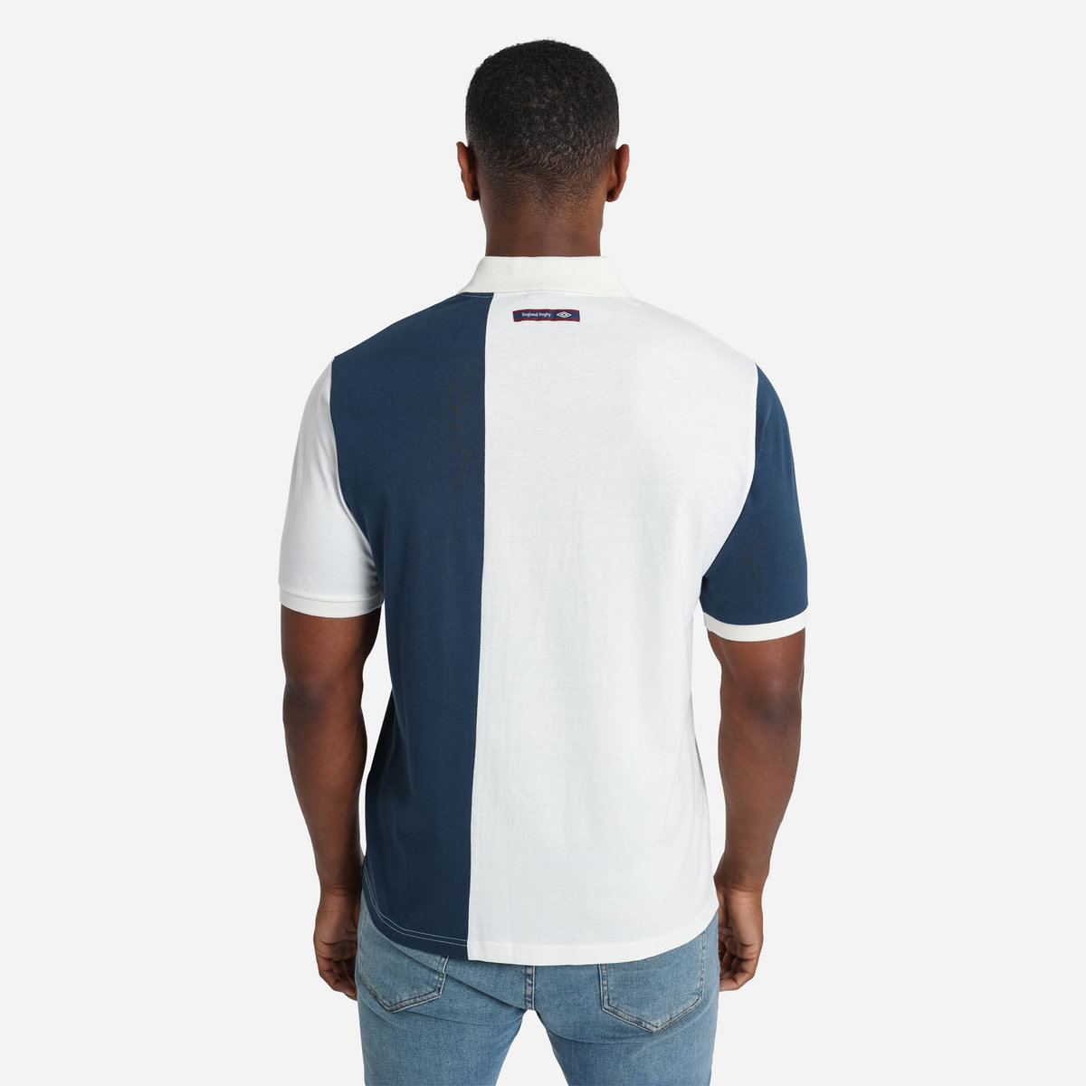 White / Navy Umbro Teamwear - Umbro England Rugby Football Classic Stripe Polo Polos | CA-56584