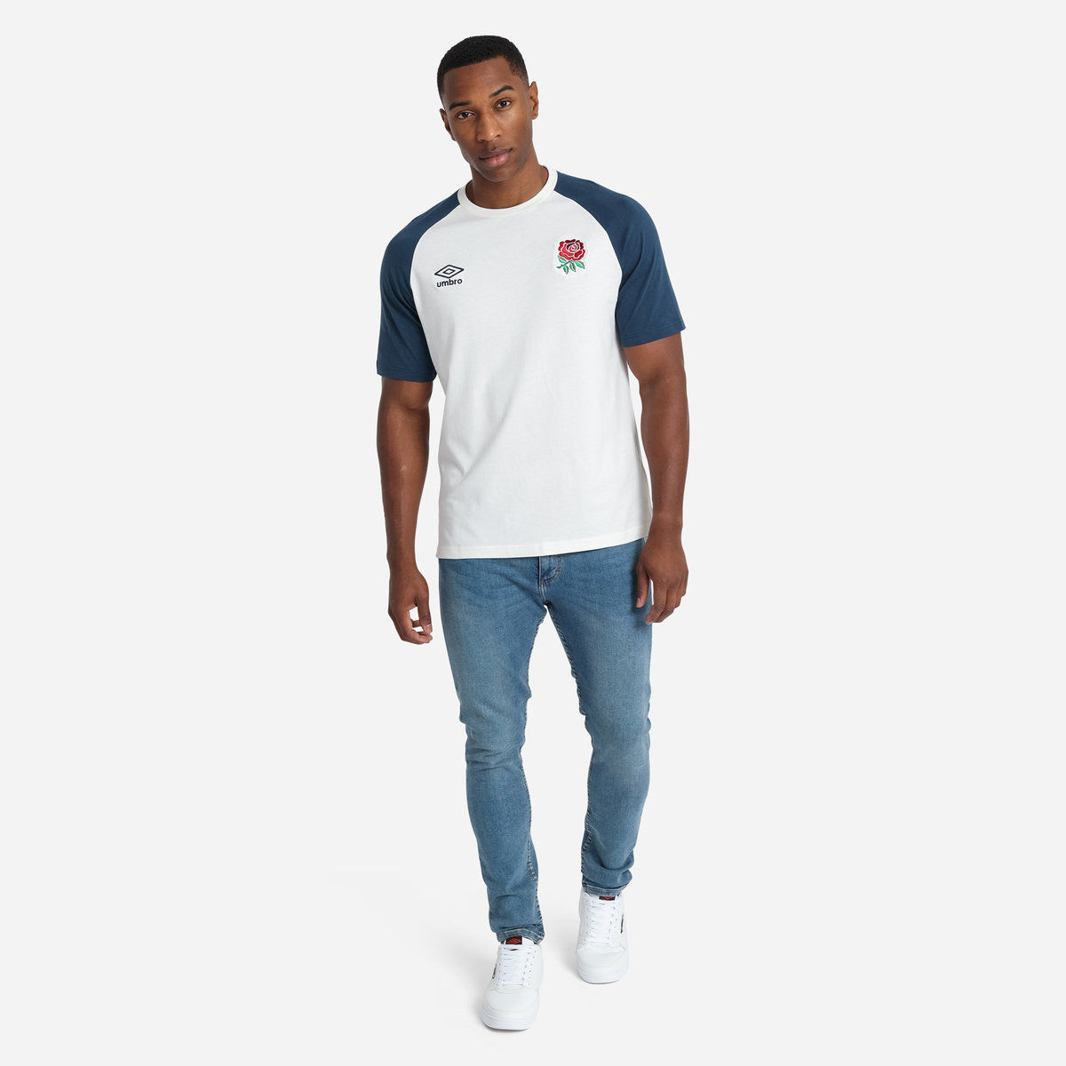 White / Navy Umbro Teamwear - Umbro England Rugby Football Classic Tee T Shirts | CA-57551