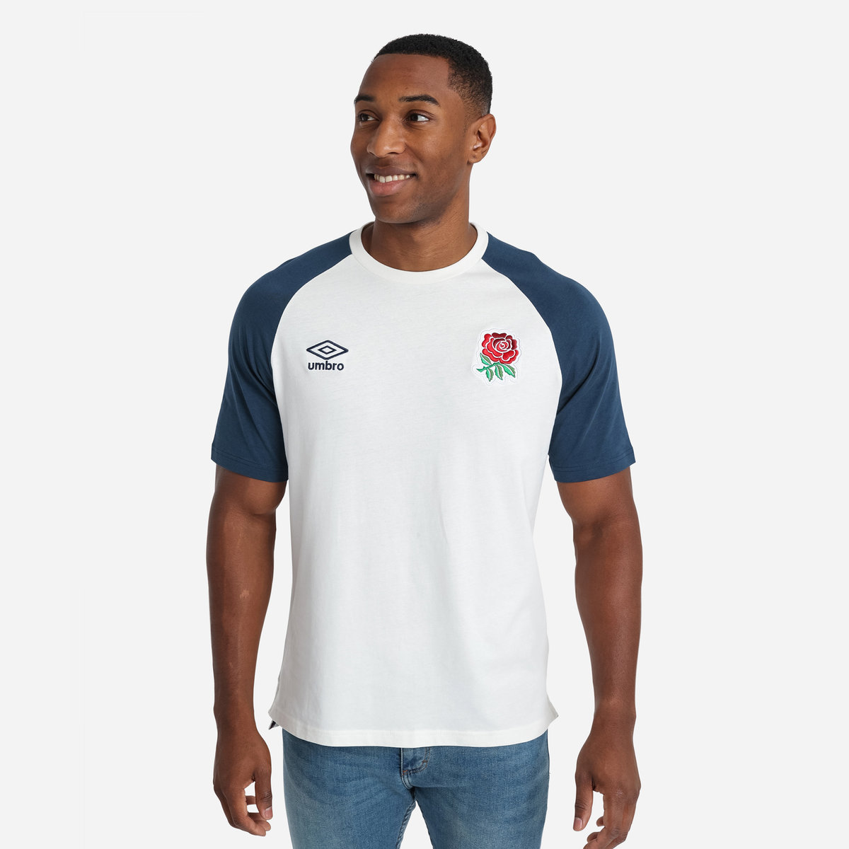 White / Navy Umbro Teamwear - Umbro England Rugby Football Classic Tee T Shirts | CA-57551