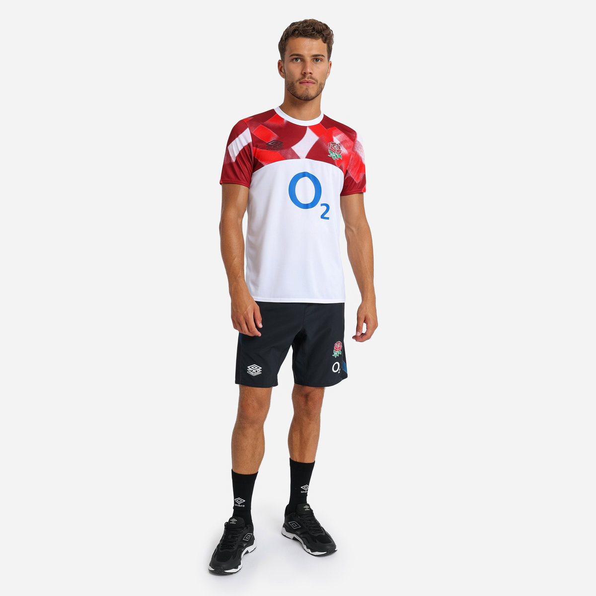 White / Red Umbro Teamwear - Umbro England Rugby Football 22/23 Warm Up Jersey Jersey | CA-28729