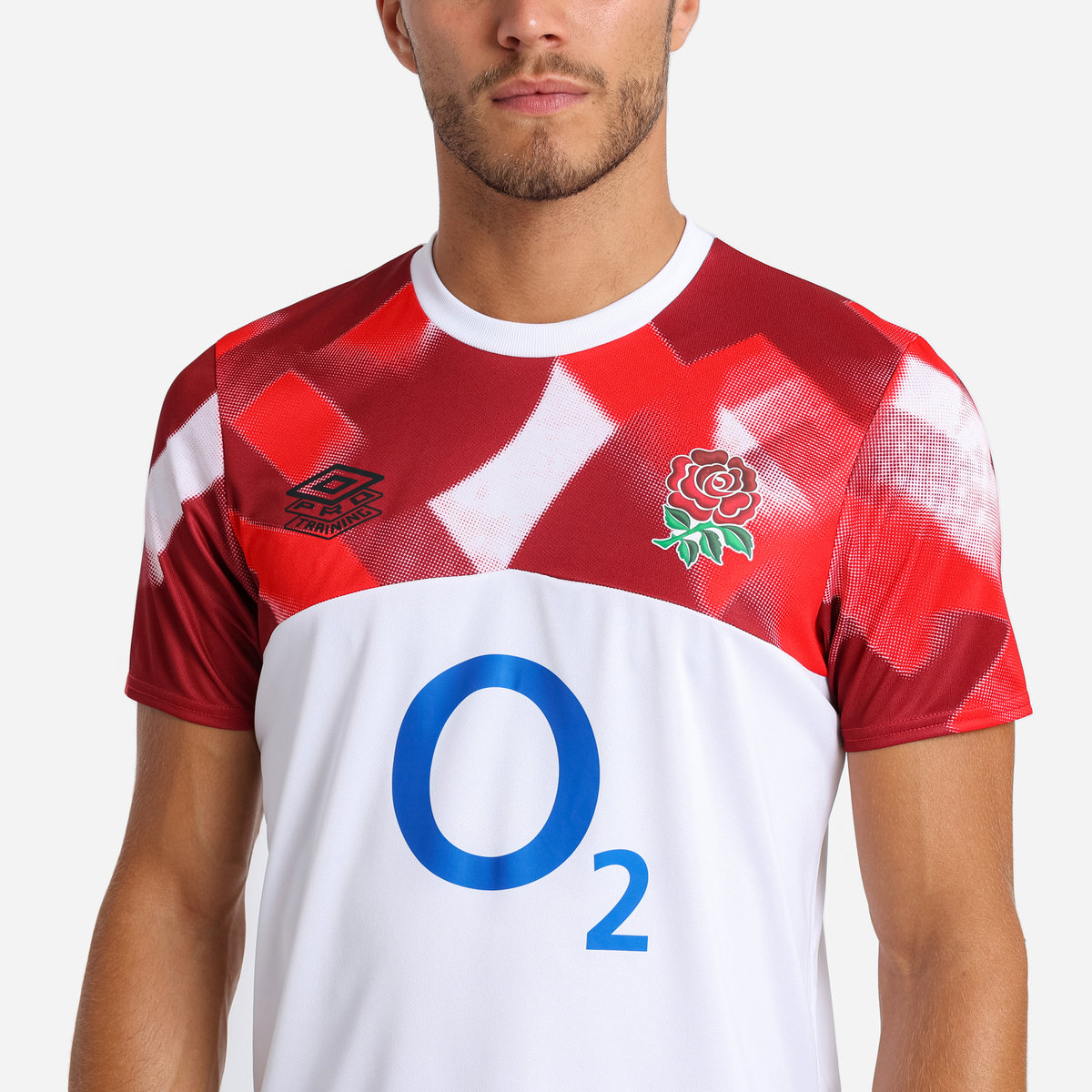 White / Red Umbro Teamwear - Umbro England Rugby Football 22/23 Warm Up Jersey Jersey | CA-28729