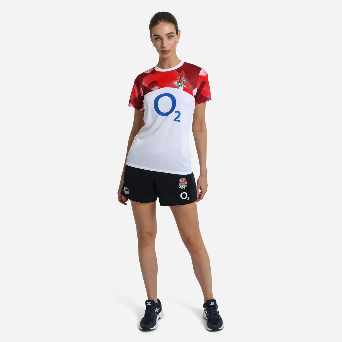 White / Red Umbro Teamwear - Umbro England Rugby Football 22/23 Warm Up Jersey Jersey | CA-49721