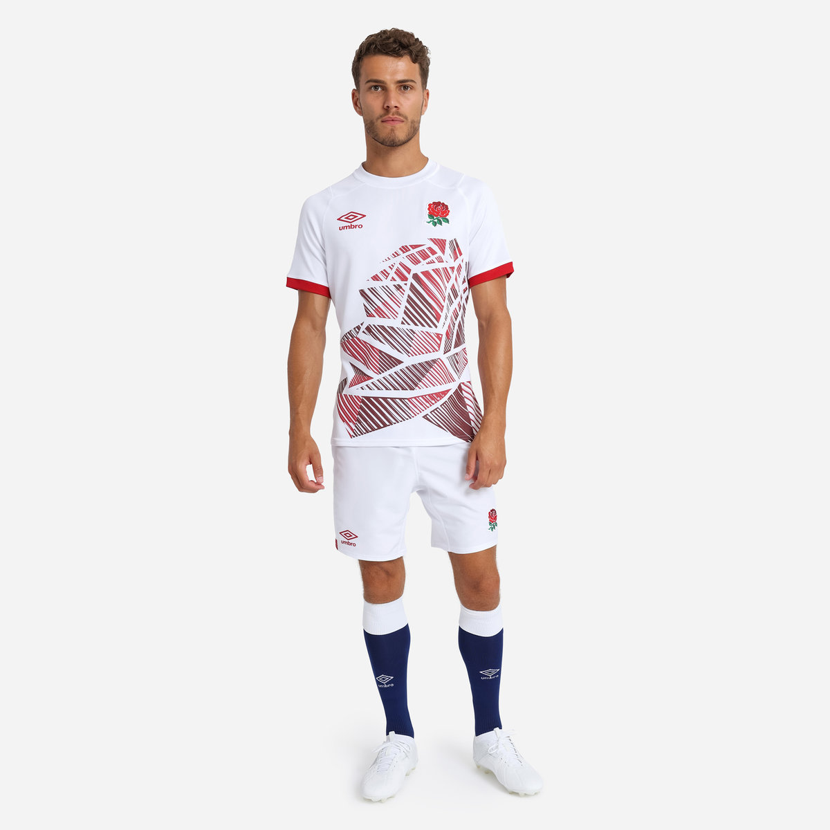 White / Red Umbro Teamwear - Umbro England Rugby Football 22/23 7S Home Replica Short Shorts | CA-80407