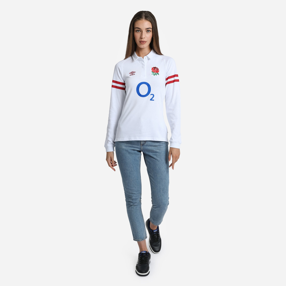 White / Red Umbro Teamwear - Umbro England Rugby Football 22/23 Home Classic Jersey LS Jersey | CA-91800