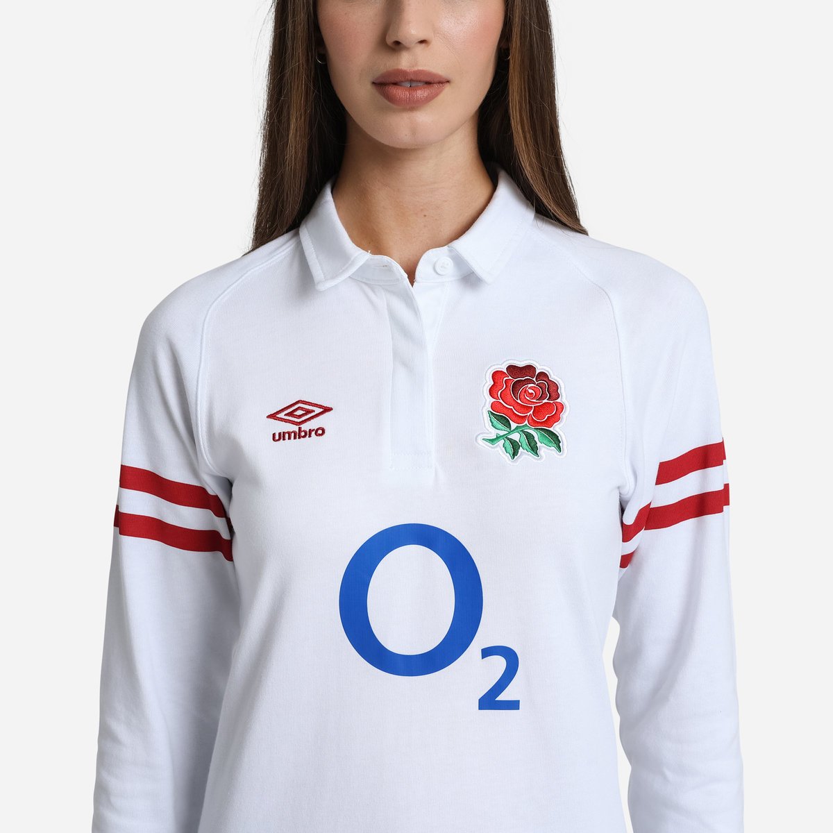 White / Red Umbro Teamwear - Umbro England Rugby Football 22/23 Home Classic Jersey LS Jersey | CA-91800