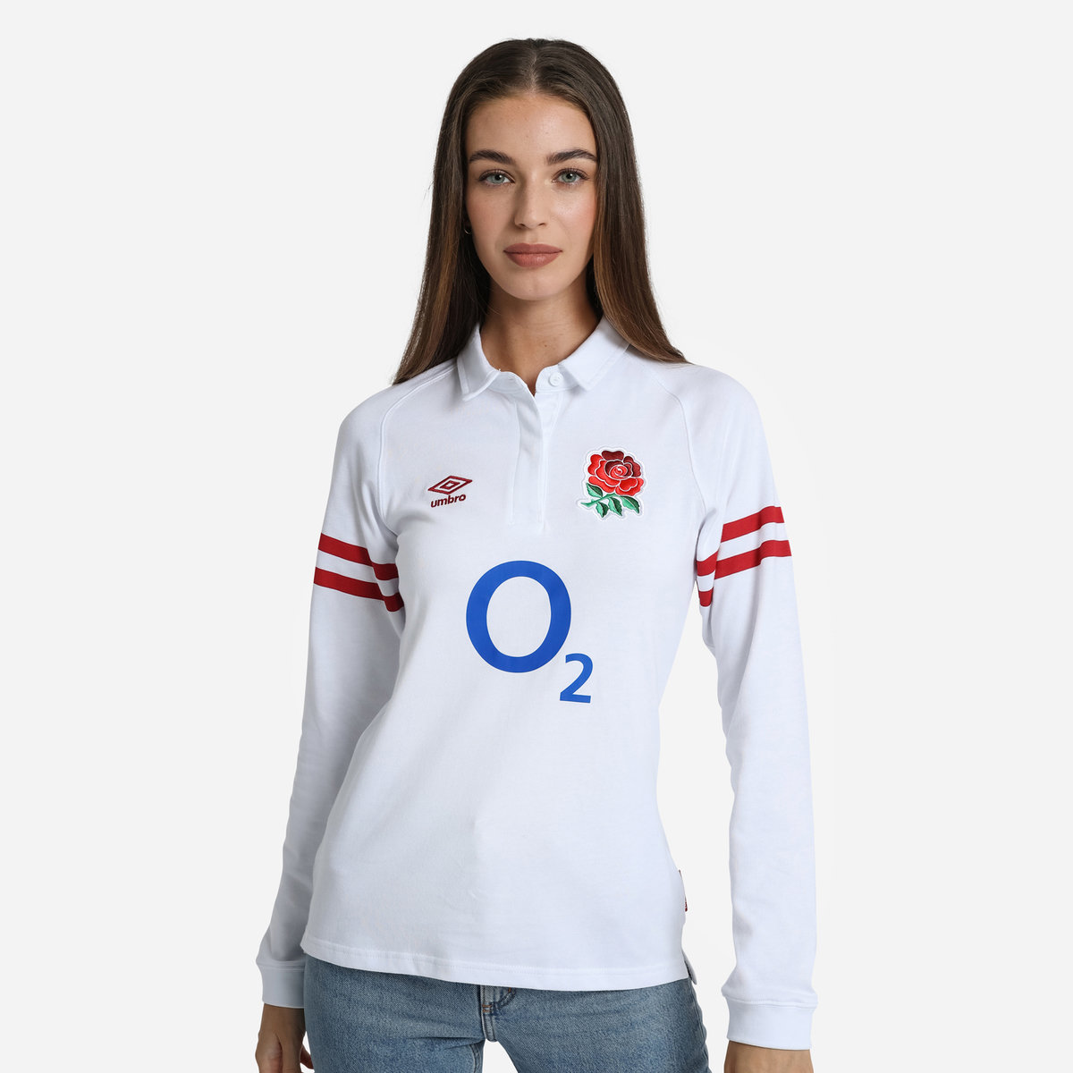 White / Red Umbro Teamwear - Umbro England Rugby Football 22/23 Home Classic Jersey LS Jersey | CA-91800