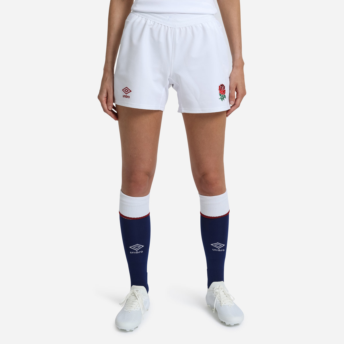 White / Red Umbro Football Red Roses 22/23 Rugby World Cup Pro Home Short Shorts | CA-22936