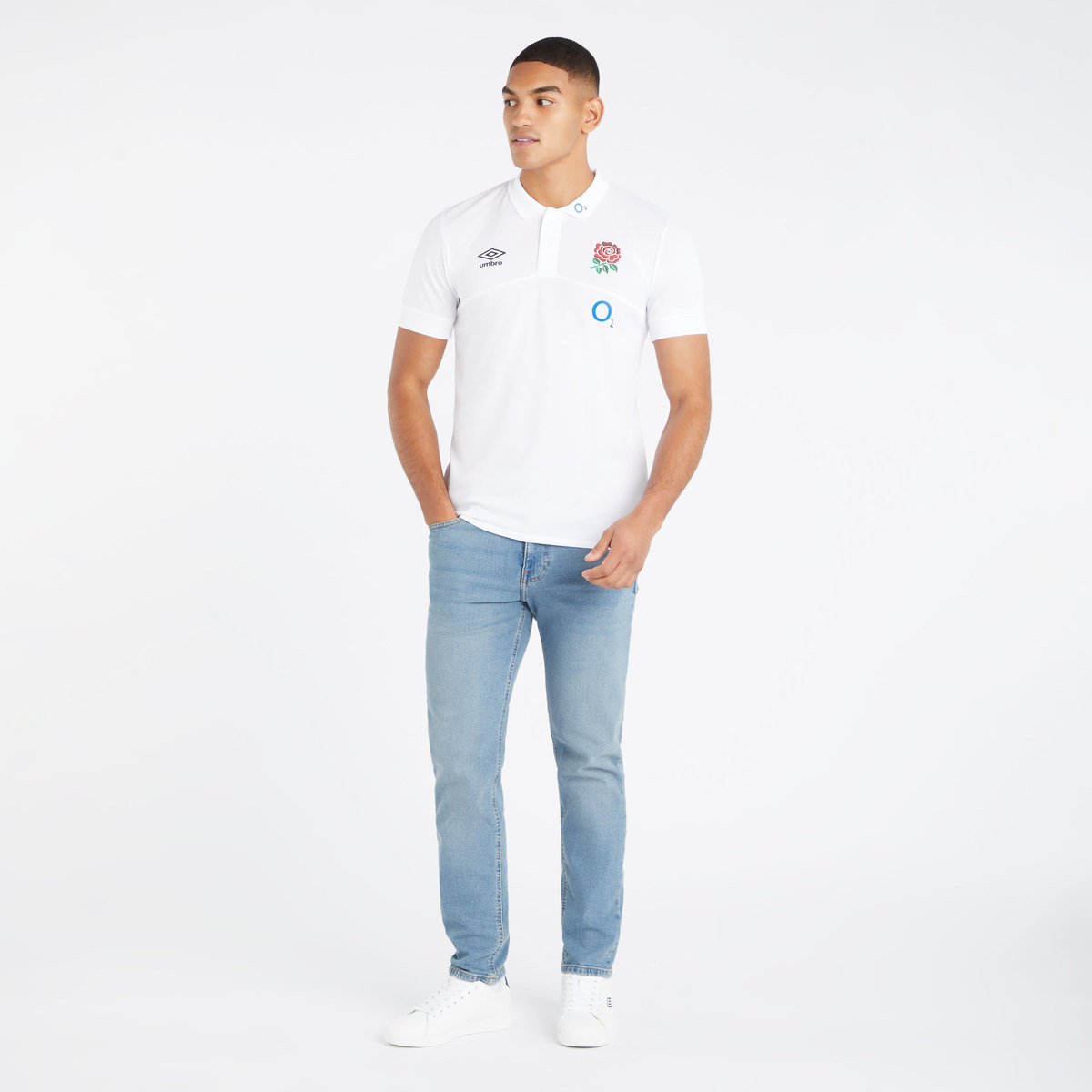 White Umbro Teamwear - Umbro England Rugby Football 22/23 Poly Polo Polos | CA-73906