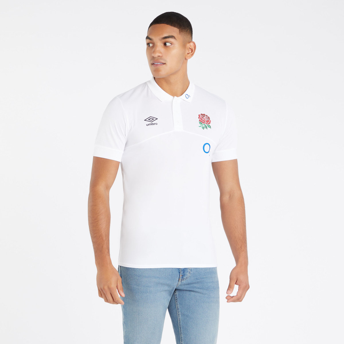 White Umbro Teamwear - Umbro England Rugby Football 22/23 Poly Polo Polos | CA-73906