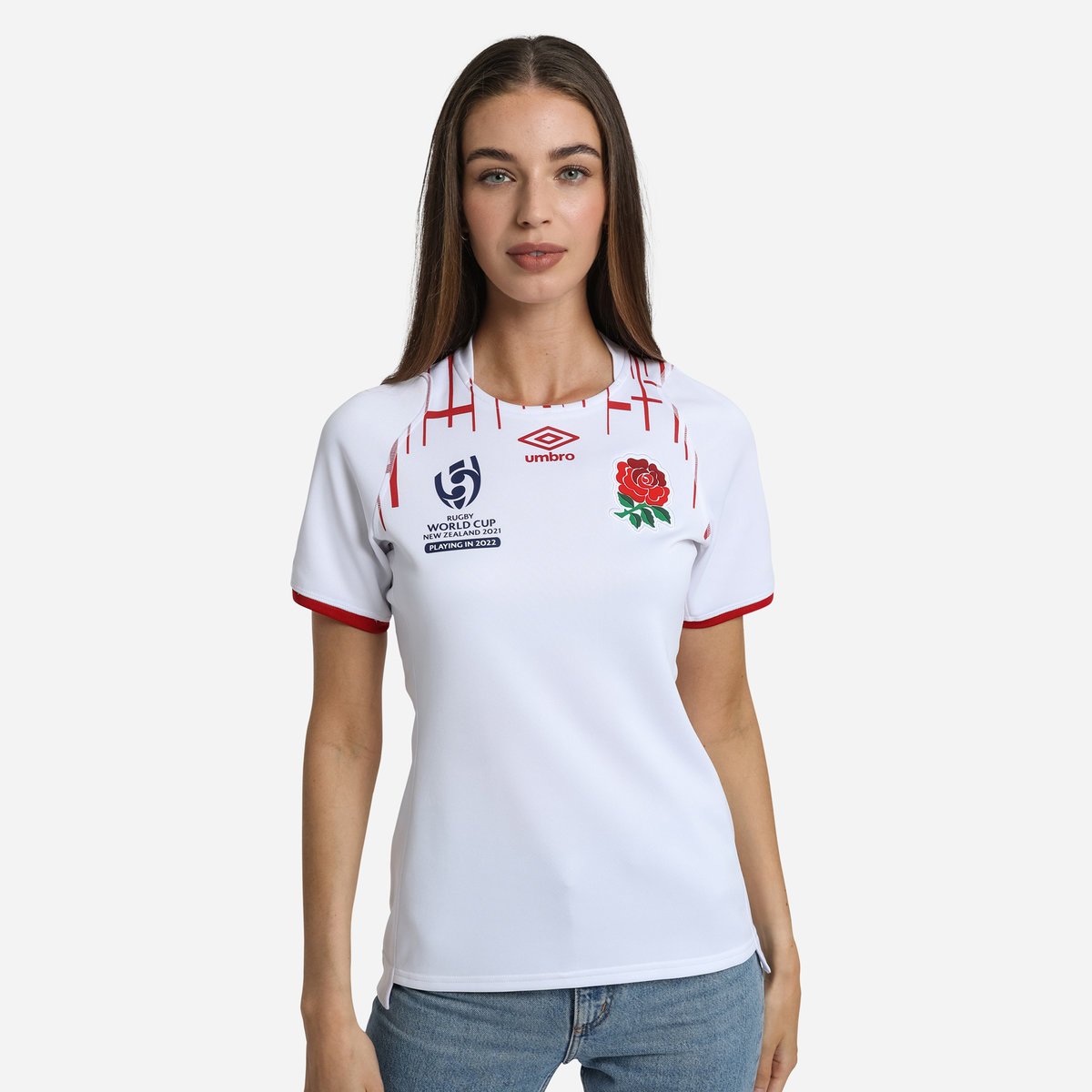 White Umbro Football Red Roses 22/23 Rugby World Cup Home Replica Jersey Jersey | CA-67510