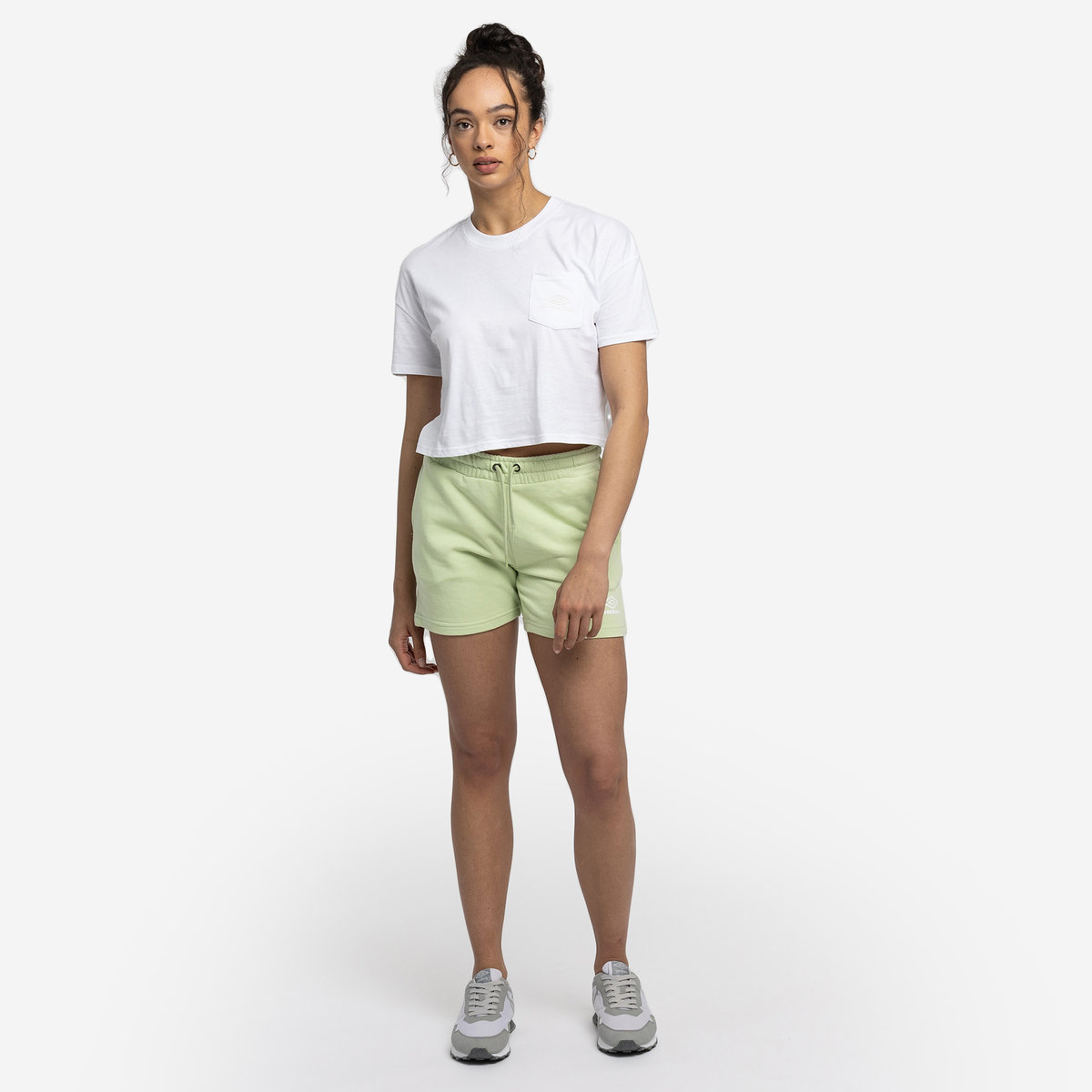 White / White Women's Umbro Diamond Crop Tee Crop Tops | CA-37180