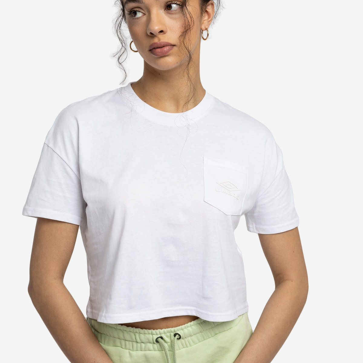 White / White Women's Umbro Diamond Crop Tee Crop Tops | CA-37180