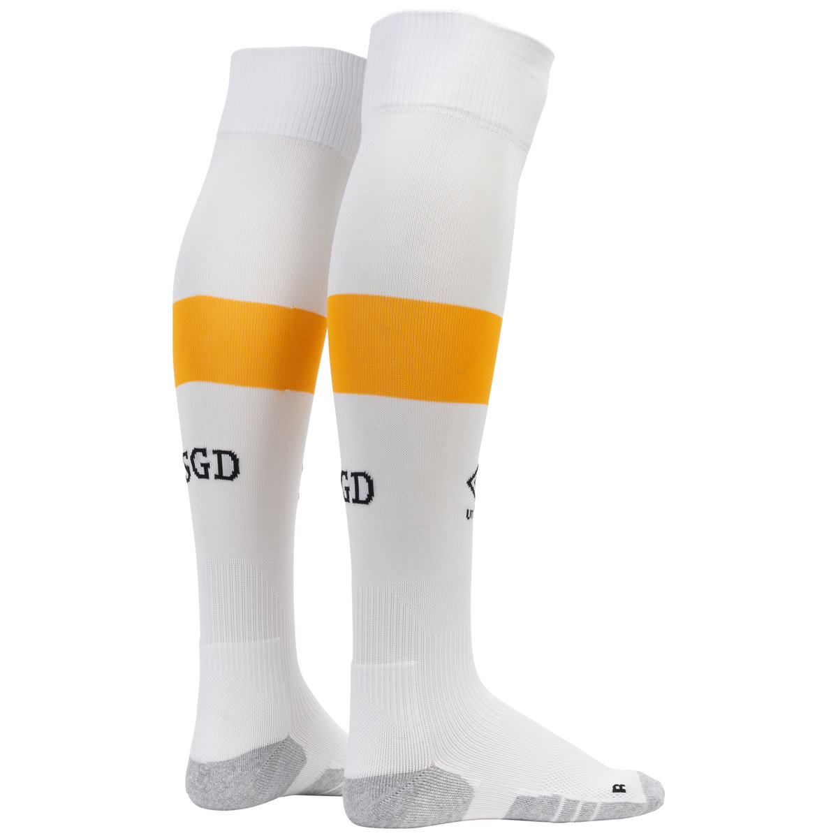 White / Yellow Umbro Teamwear - Umbro Dynamo Dresden Football 22/23 Away Sock Junior Football Socks | CA-92593