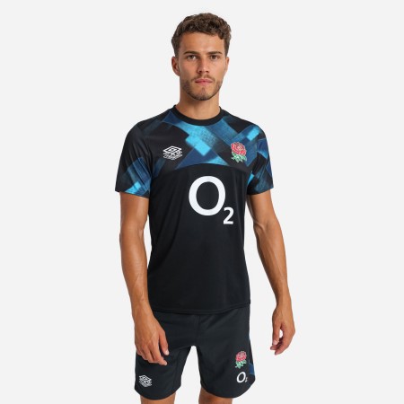 Black / Blue Umbro Teamwear - Umbro England Rugby Football 22/23 Warm Up Jersey Jersey | CA-07565