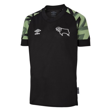 Black / Green Umbro Football Derby County 22/23 Away Jersey Junior Football Jersey | CA-69522