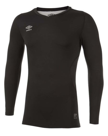 Black Men's Umbro Elite V Neck Baselayer LS Baselayers | CA-09678