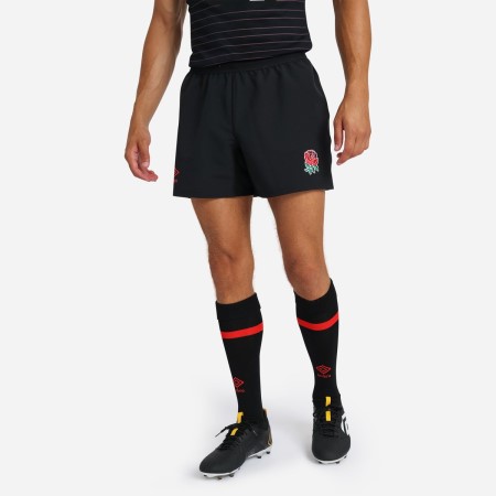 Black / Red Umbro Teamwear - Umbro England Rugby Football 22/23 Alternate Pro Short Shorts | CA-57390